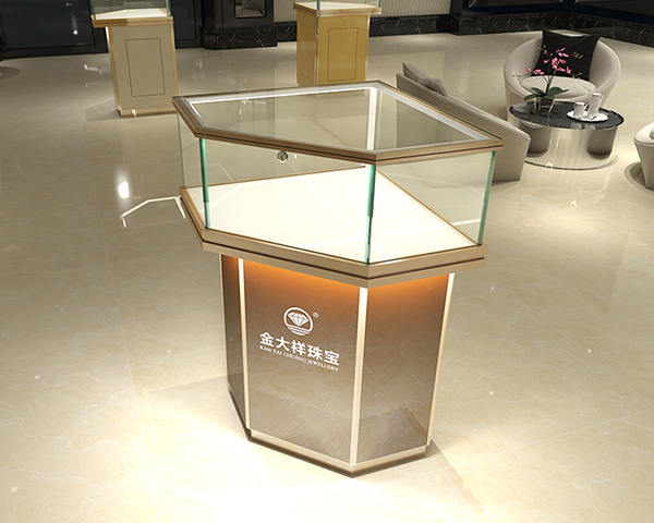 转角展示柜 钻石型展柜 拐角柜 玻璃珠宝展示柜