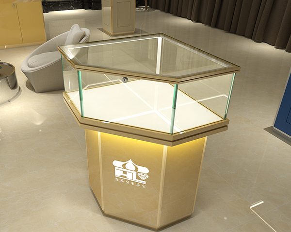 转角展示柜 钻石型展柜 拐角柜 玻璃珠宝展示柜