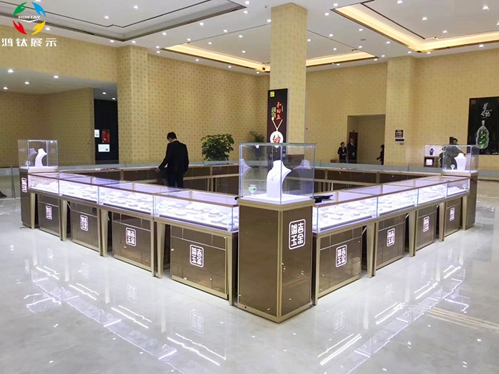珠宝展示柜设计,珠宝展柜定制厂家,鸿钛珠宝展柜厂家,玻璃珠宝展示柜